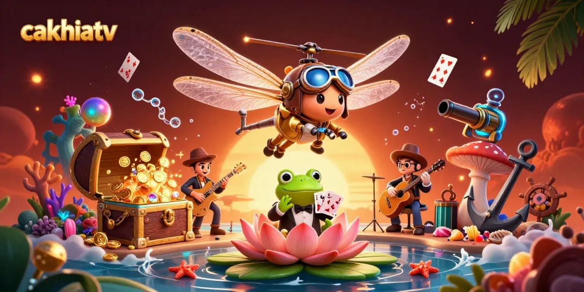 Experience live sports betting with cakhiatv's dynamic gaming scene featuring vibrant characters.
