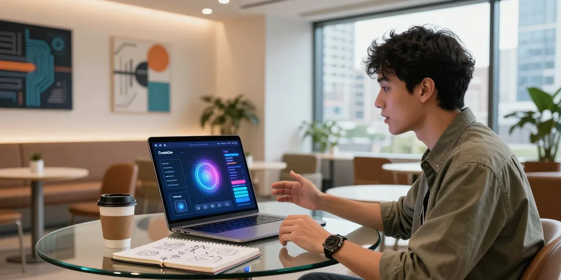 Engaging scene showing user interacting with Crush on AI in a modern lounge, highlighting innovative tech.