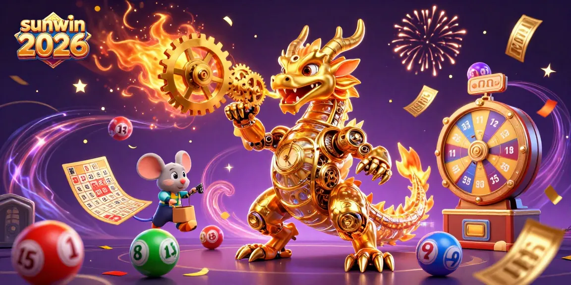 Engage in thrilling gameplay with sunwin 2026, featuring an animated golden dragon amidst colorful lottery elements.